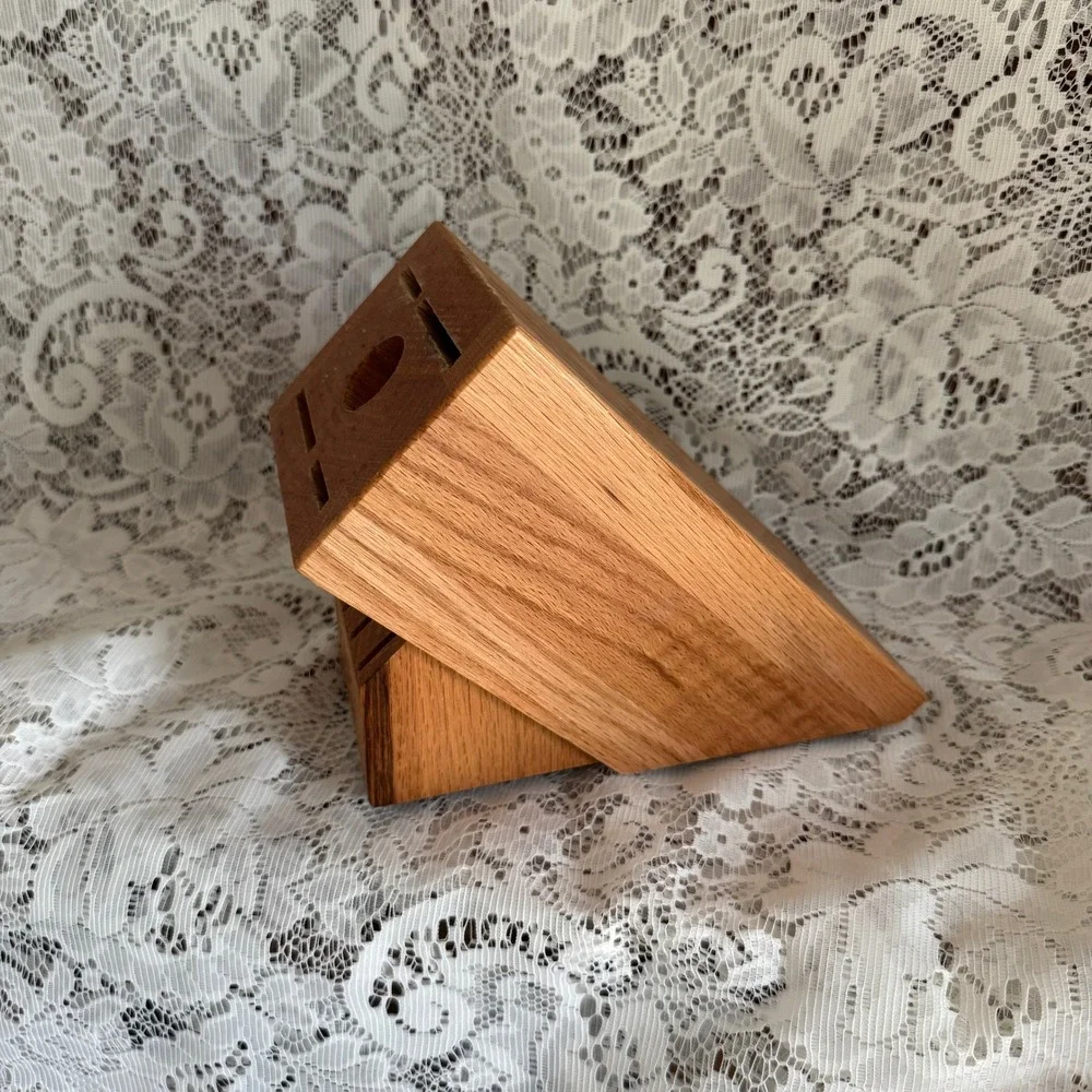 Cutco 10 Slot Oak Solid Wood Knife Block Holder Made in USA Culinary Home Chef